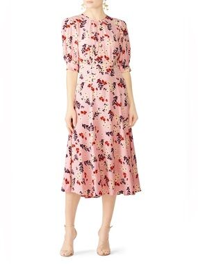 by TiMo/ Pink Floral Cottagecore Midi Dress - Sz L